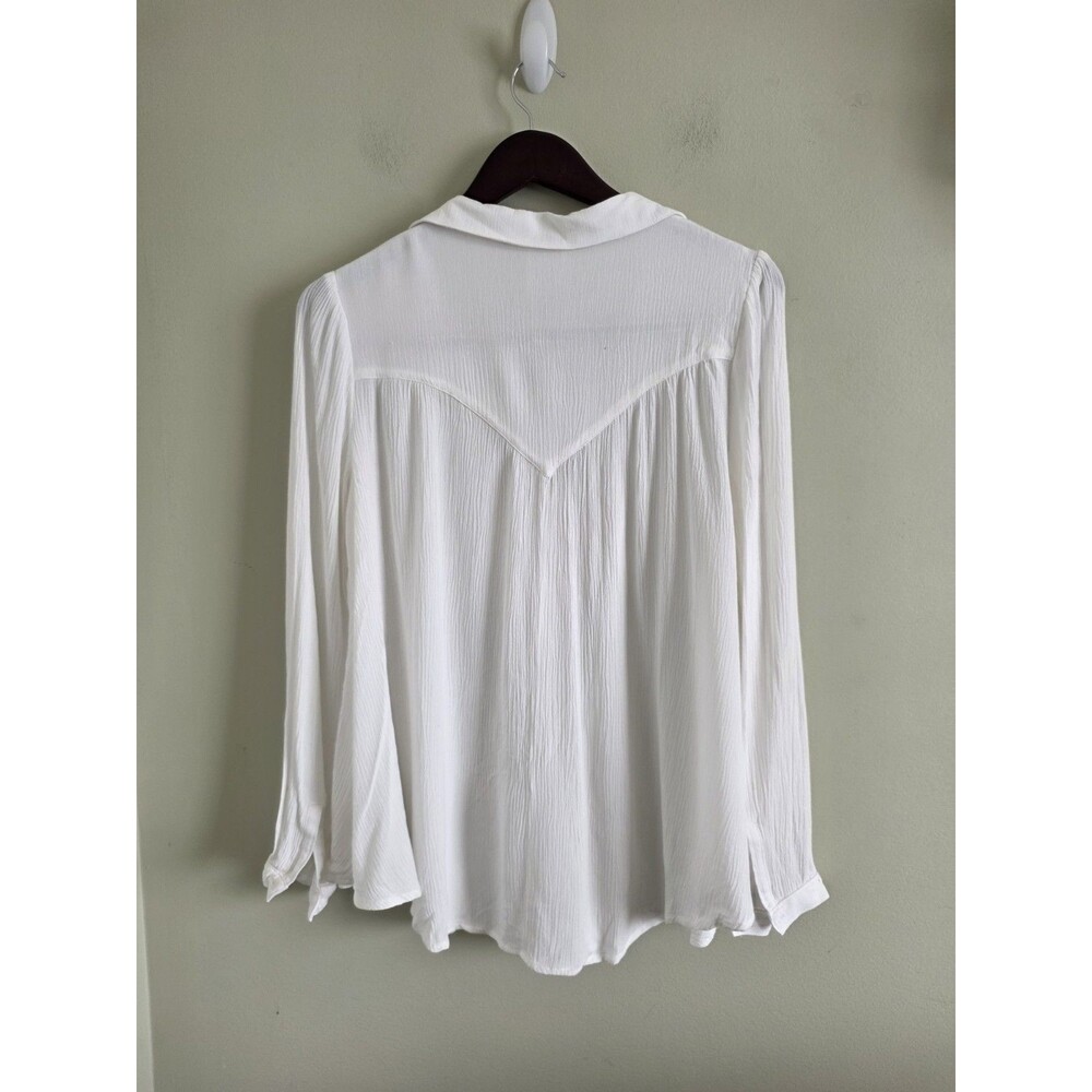 Free People Women's off white Texture cotton Boho Summer Beachy Milkmaid size M - Picture 3 of 6